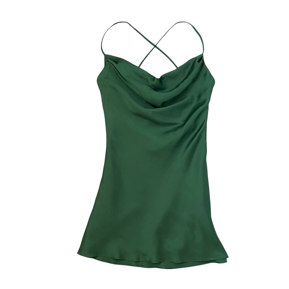 Lovers + Friends Emerald Green Satin Slip Mini Dress